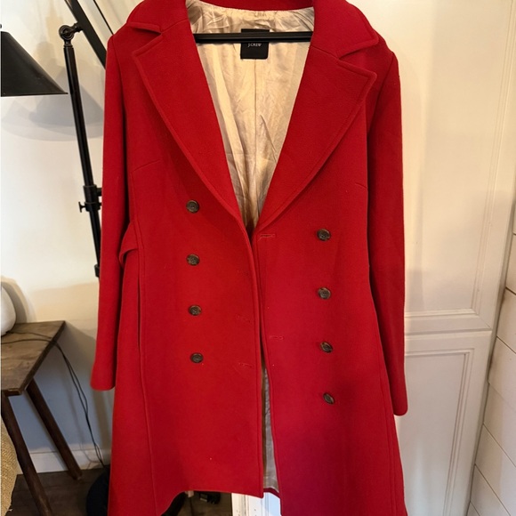 J. Crew Women's Bold Red Pea Coat - Picture 1 of 10